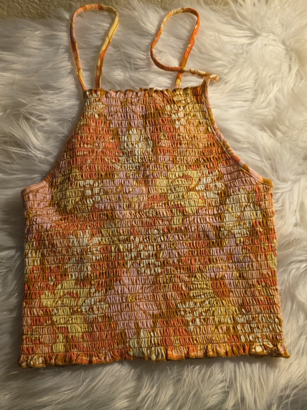 Billabong Smocked Camisole in Orange, Yellow, and Pink
